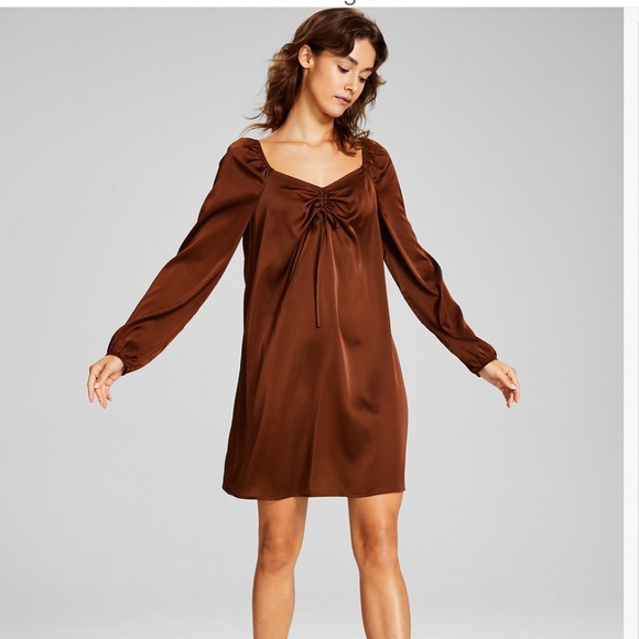 And Now This
Women's Ruched Long-Sleeve Peasant Dress - Picture 4 of 8